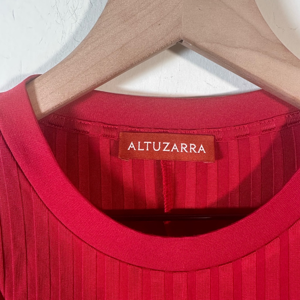 Altuzarra Masika Midi Ribbed Wrap Dress In Burnt Red Long Sleeve Size 38 (Us6) — image 7 of 8